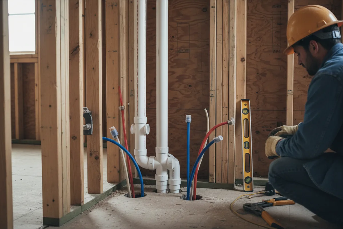Drain and supply rough-in during Garbage Disposal Repair in Emmaus